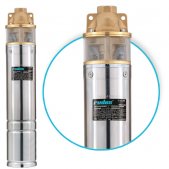 На фото Скважинный насос 4SKm100 (кабель 10м + пульт защиты) Rudes