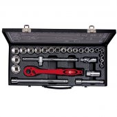 На фото Профессиональный набор инструмента Intertool 1/2" 26ед 8-32мм CrV (ET-6027)