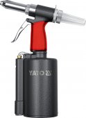 На фото Пневмозаклепочник Yato 2.4; 3.2; 4.0; 4.8; 6.4 мм l= 16 мм F= 1390 кг (YT-3618)