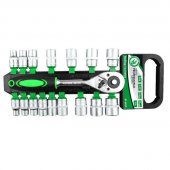 На фото Набор головок Intertool 19 ед 1/2" 8-32 мм с рукояткой Cr-V (ET-6019)