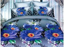 На фото Постельное белье Leleka-Textile Полисатин 200х220 Синие Евро