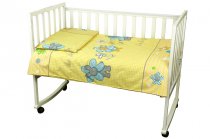 На фото Комплект постельного белья Руно Младенец 60х120 см 3шт Детский Желтый Би-Хэппи (932.02_(Бежевий) бі-