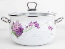 На фото Кастрюля эмалированная Gusto Бузкова мелодія Premium 16 см 2.1 л (GT-T-216-L)
