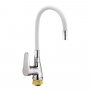На фото Смеситель для кухни ZERIX SOP7 045 с белым гибким изливом (ZX2668)