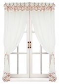 На фото Штора Прованс Red Rose Батист 250х145 см 2шт Красная роза с кантом и мережкой (10573)