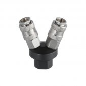 На фото Разветвитель воздуха 1/4" на 2 выхода, V-образный, с быстросъемом 10bar Intertool (PT-1852)