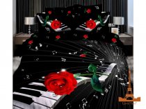 На фото Комплект постельного белья Love you Мелодия 230х245 см 5шт Семейный Черный (stp 215)