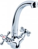 На фото Смеситель для кухни Tau VD 1/2" гусак вращающийся на шпильке (VD-5B361C)