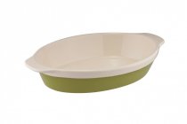 На фото Форма для запекания Granchio Natura Oliva Green Ceramica collection овальная 33 х 21 см (88515)