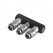 На фото Разветвитель воздуха 1/4" на 3 выхода, прямой, с быстросъемом 10bar Intertool (PT-1855)