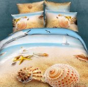 На фото Комплект постельного белья Love you Берег 230х245 см 5шт Семейный Голубой (stp 3709)