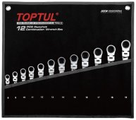 На фото Набор ключей комбинированных с трещоткой и шарниром Toptul 8-19 мм 12 шт (GPAQ1204)