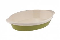 На фото Форма для запекания Granchio Natura Oliva Green Ceramica collection овальная 42 х 28 см (88516)