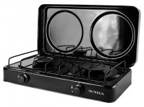 На фото Плитка газовая Elna двухконфорочная с крышкой (Елна-01П)