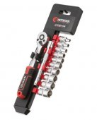 На фото Набор головок Intertool 1/4" 4-13 мм удлинитель рукоятка 72 зуба 12ед. Cr-V STORM (ET-8012)